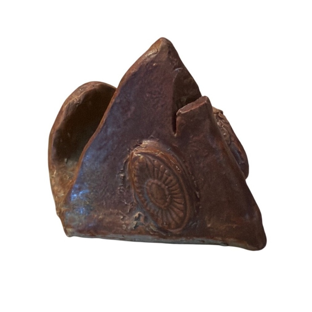 Studio Pottery Business Card Holder Small Brown Vintage
